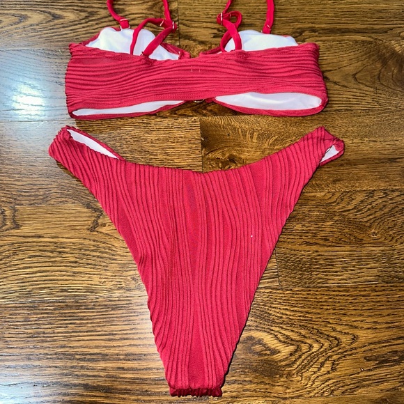 Red Textured Bikini Set - Picture 2 of 2